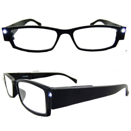 Magnifying Reading Glasses With Twin LED Lights - Black