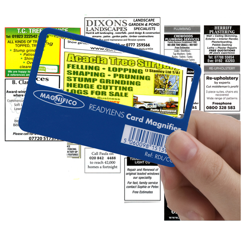 Handy Credit Card Magnifying Wallet Lens  - 'Readylens'  