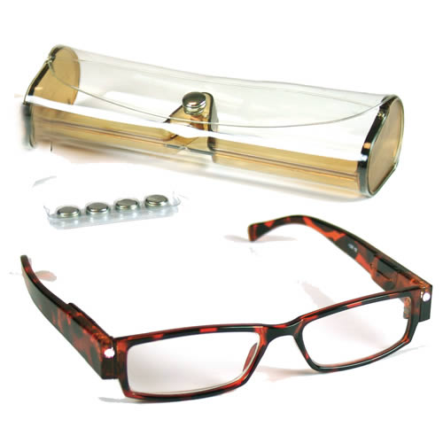 Magnifying Reading Glasses With Twin LED Lights - Tortoise Shell